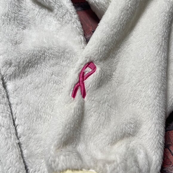 The North Face Womens M White Osito Fleece Jacket Plush Full Zip Pink Logo Y2K - Picture 2 of 7